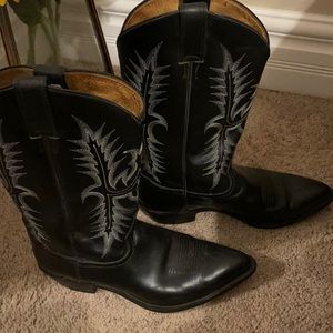 Tony Lama Black Leather Cowboy Boots